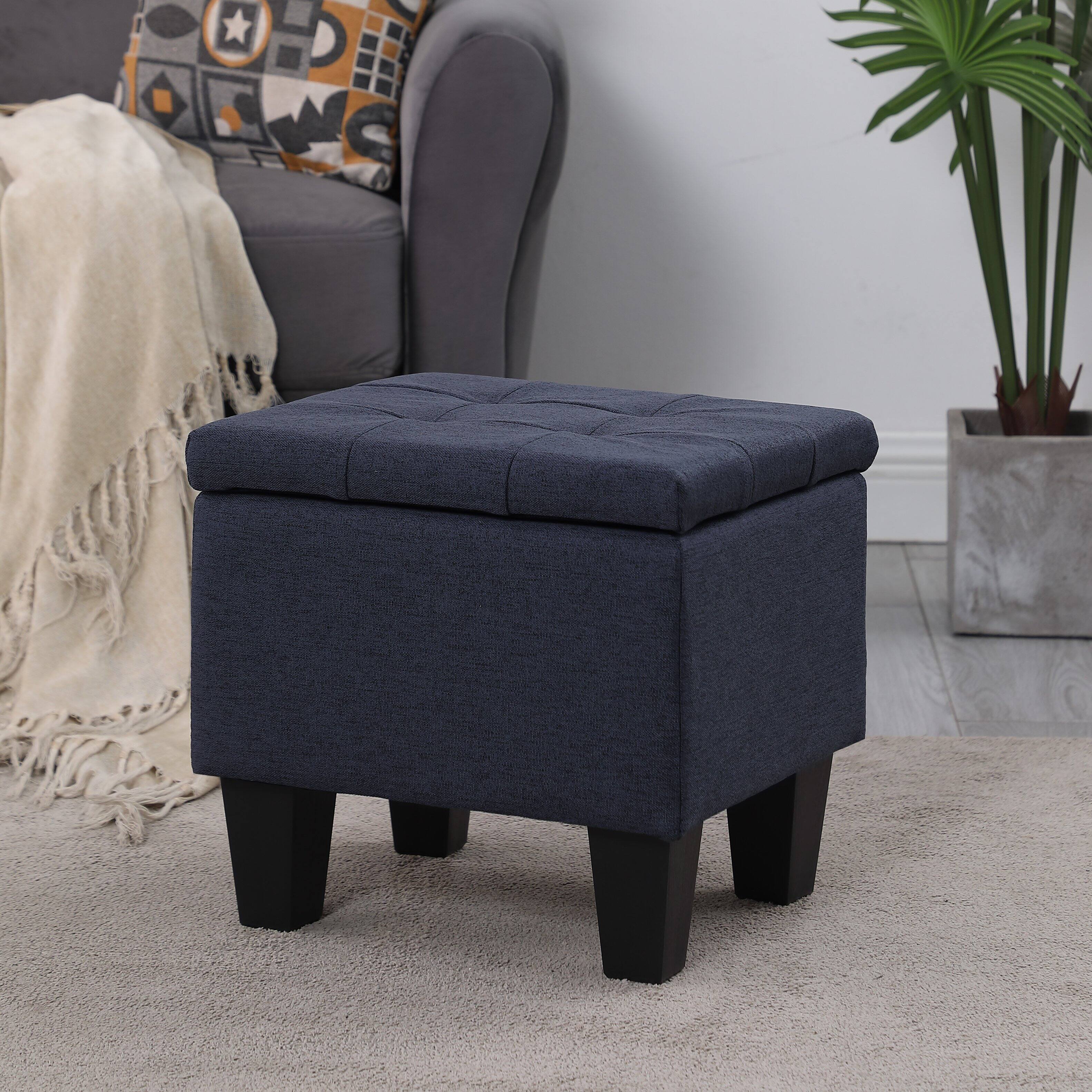 Alt View 1. Ropilly - Ropilly Three in One Storage Ottoman Bench Set Tufted Linen Entryway Bench - Blue.