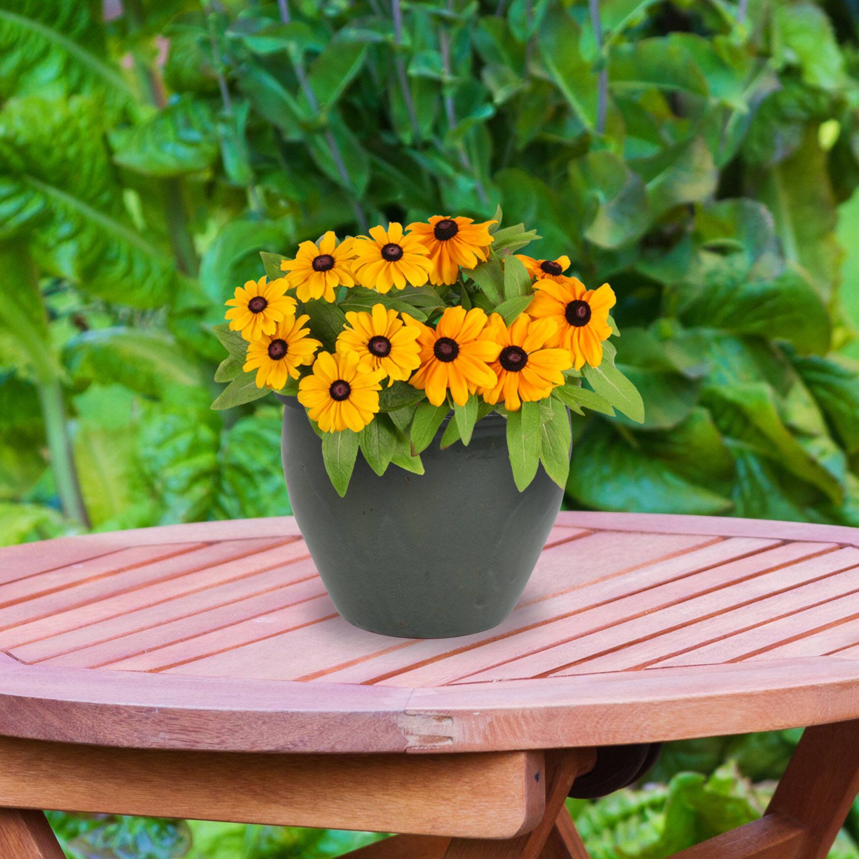 Alt View 8. Sunnydaze - 12 in Chalet Glazed Ceramic Planter - Set of 2 - Gray.