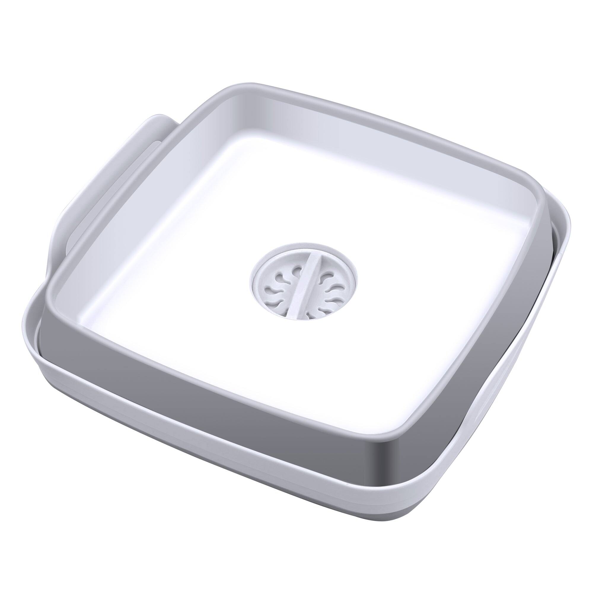 Alt View 8. Odoland - Foldable Dish Tub Washing Basin Collapsible Draining Pan Strainer Food Basket - Grey.