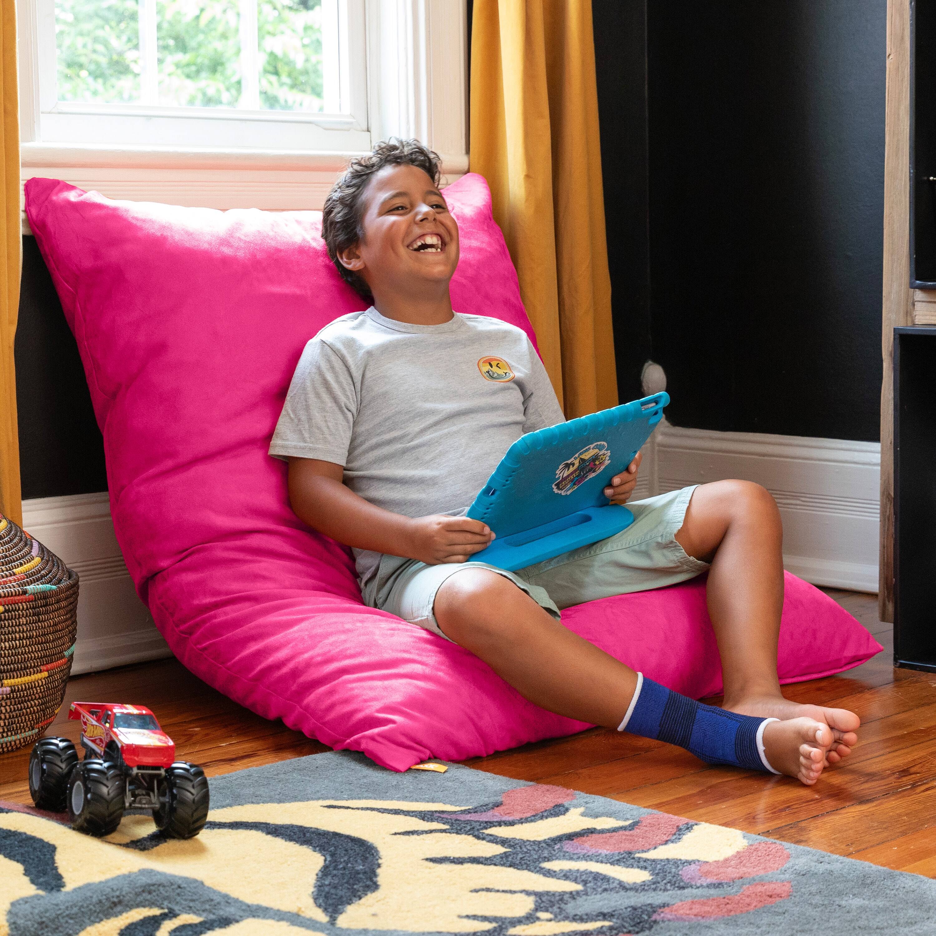 Angle. Jaxx - Jaxx 3.5 Ft Pillow Saxx Kids Bean Bag, Fuschia - Fuschia.