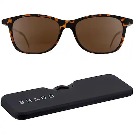 Front. ThinOptics - ThinOptics Menlo Park Polarized Sunglasses with Case - Shiny Tortoise/Brown - Shiny Tortoise/Brown.