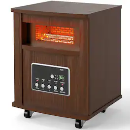 Etust - 16" Wood Cabinet Space Heater, 1500W Infrared Heater with Thermostat, Portable Electric Heater for Indoor Use - Walnut