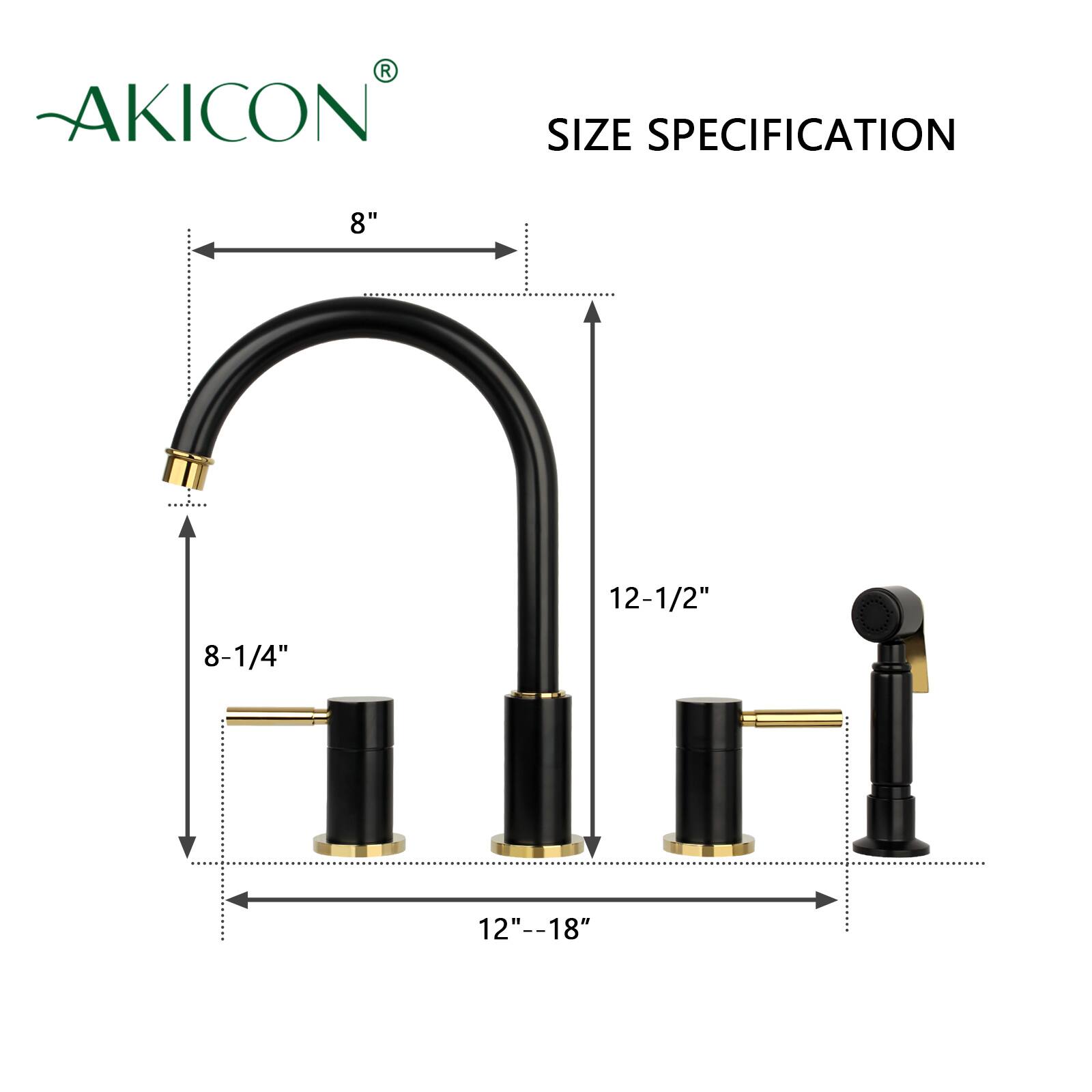 AKICON SIZE SPECIFICATION  
8"  
12-1/2"  
8-1/4"  
12"-18"