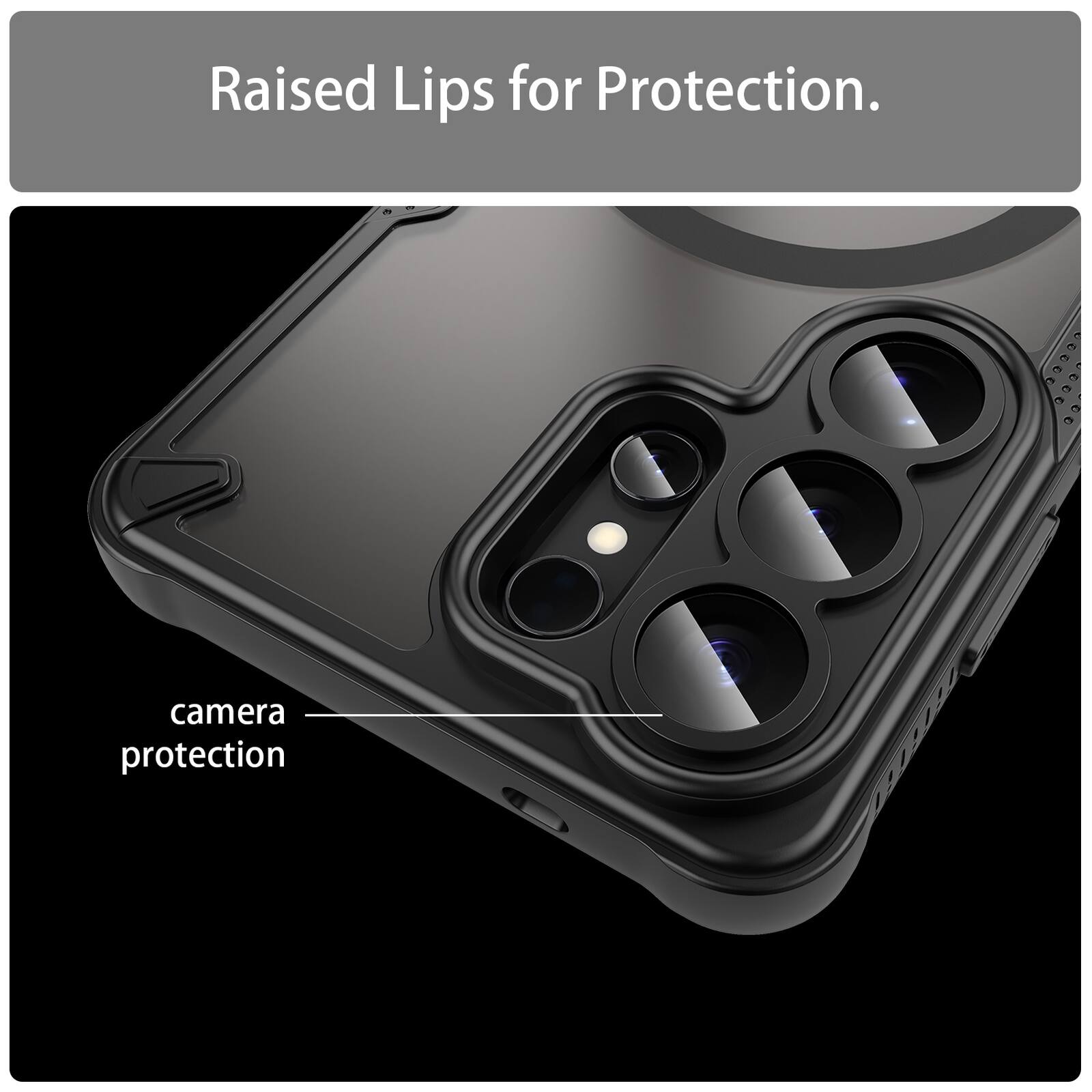 Raised Lips for Protection.  
camera protection