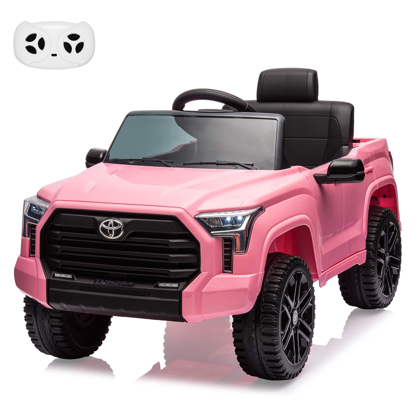 Jojoka - Licensed Toyota Tundra 12V Kids Electric Ride-On Truck, Battery Powered Car with Remote, LED Lights & Suspension - Pink