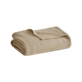 Gracie Mills - Brock Classic Lightweight Basketweave Cotton Blanket 250 GSM - Khaki