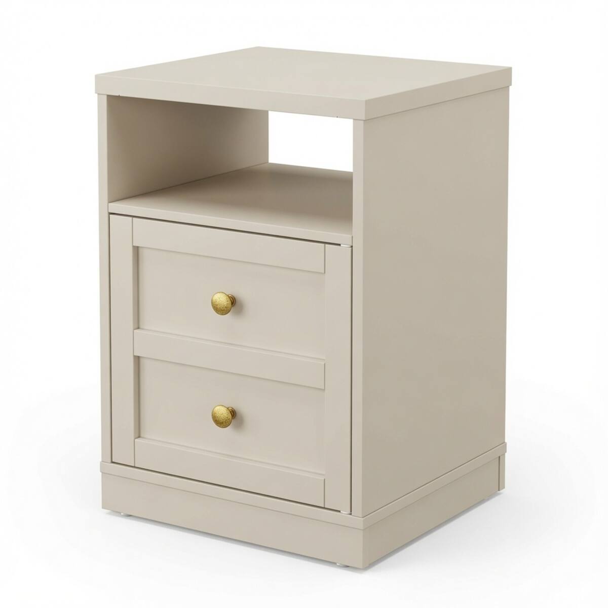 Alt View 7. Loheer - Loheer Set of 2 Beige Nightstands with Door and Open Shelf, 15.7-Inch Engineered Wood Bedside Tables - Beige.