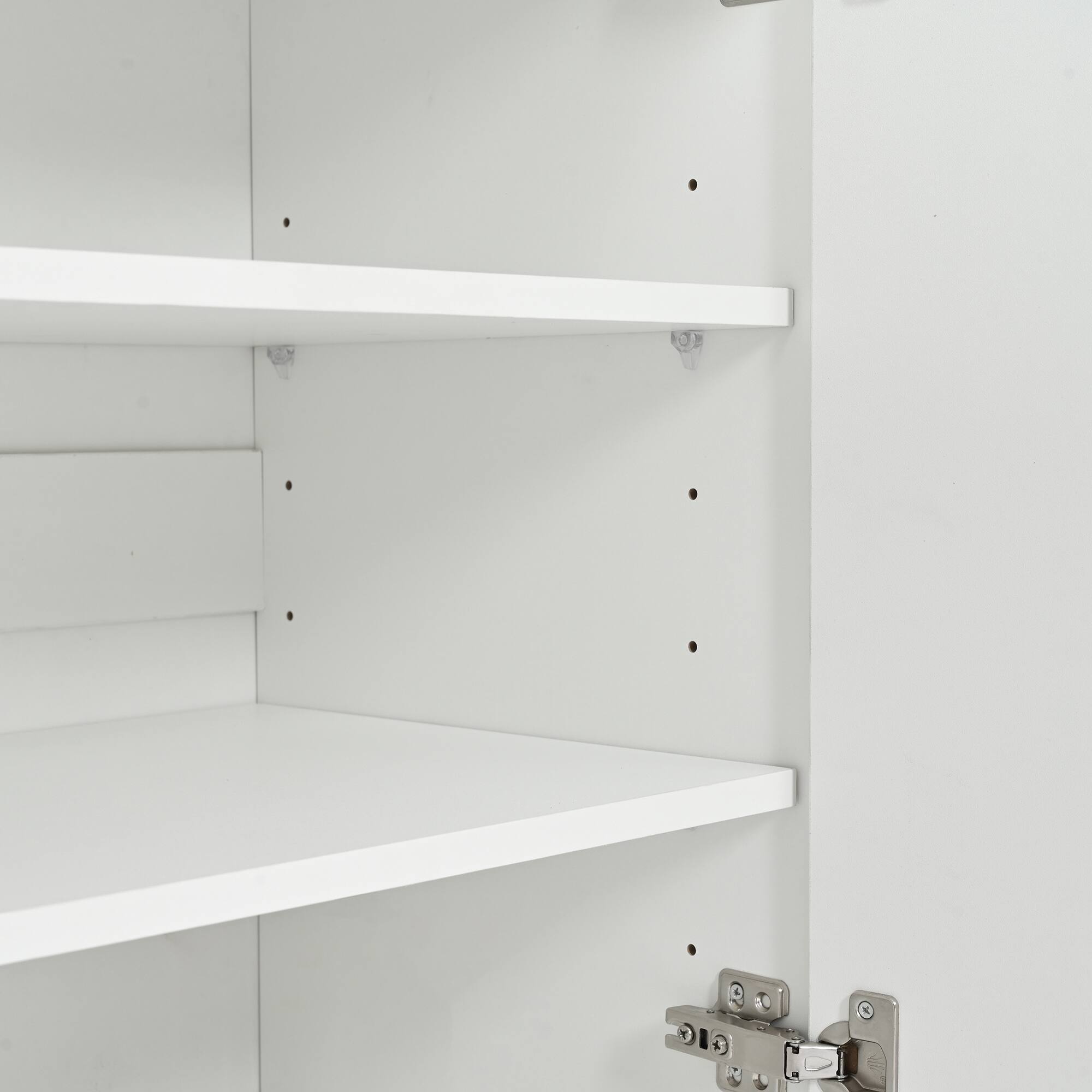 Alt View 5. Spaco - Spaco 70" Shoe Cabinet with 4 Adjustable Shelves, Gold Trim Doors & Metal Legs, Multifunctional for Living Room - White.