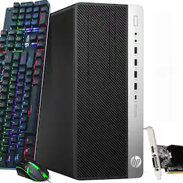 HP - Refurbished Excellent - G4 Tower Gaming Desktop PC | Intel i5-8th 3.2GHz | 16GB RAM | 512GB SSD | NVIDIA GTX 1050Ti | RGB KB & M |WiFi | Win11 - Black