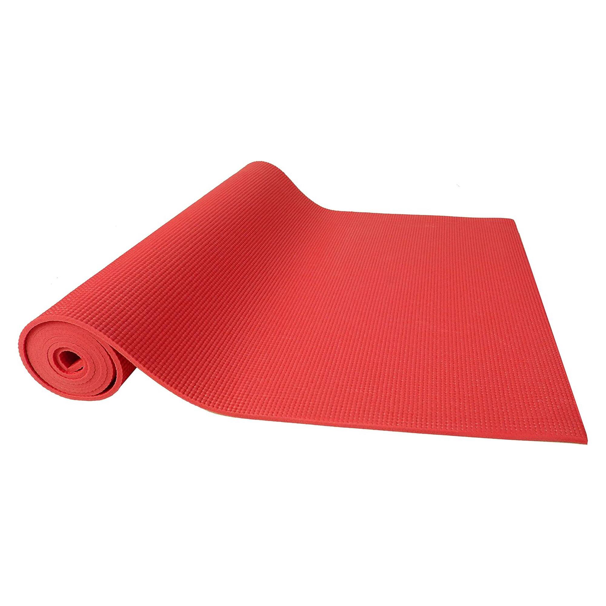 Alt View 2. Fitvids - Fitvids 1/4” High Density Thick Non Slip Workout Yoga Mat and Carry Strap, Red - Red.