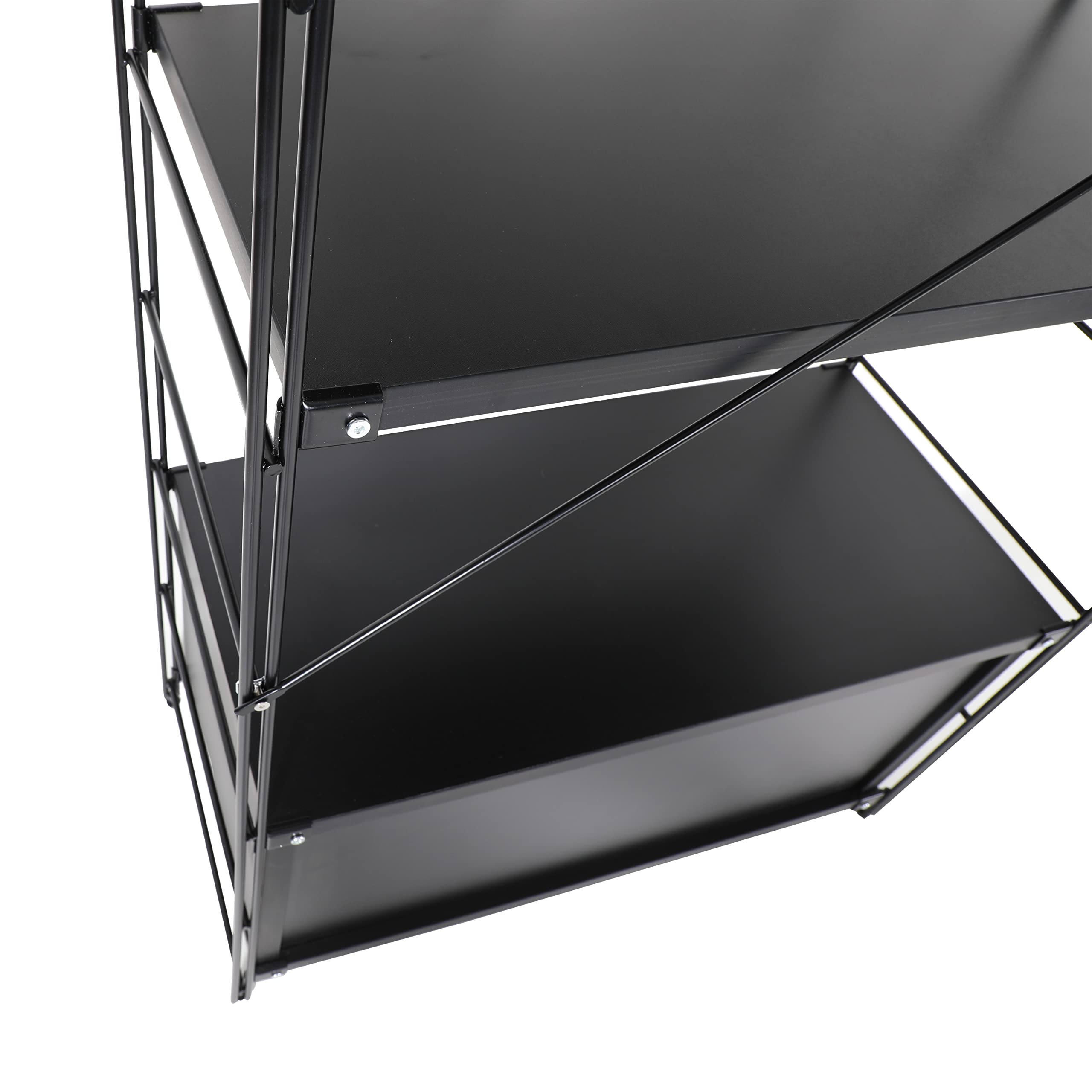 Alt View 4. LeisureMod - Etagere 4-Shelf Industrial Bookcase with Black Steel Frame and Melamine Shelves Open Storage for Living Room and Office - Black.