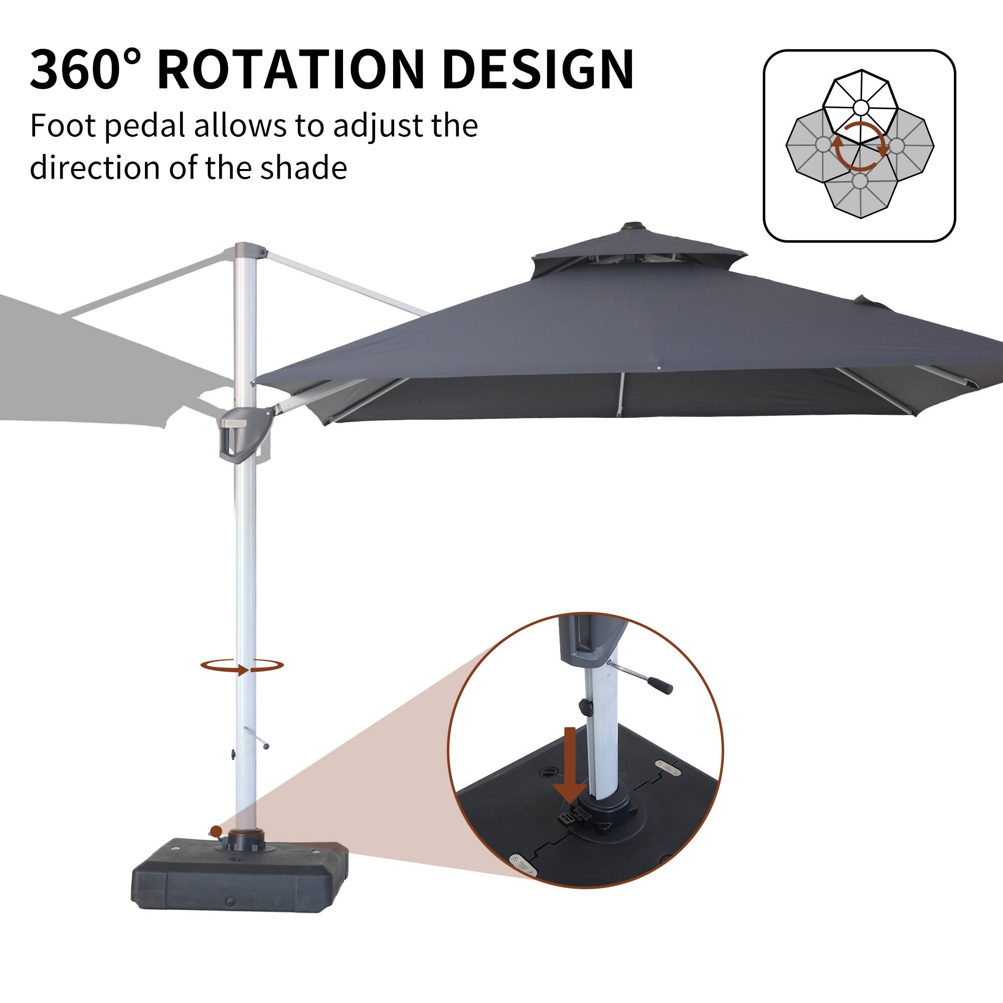 360° ROTATION DESIGN  
Foot pedal allows to adjust the direction of the shade