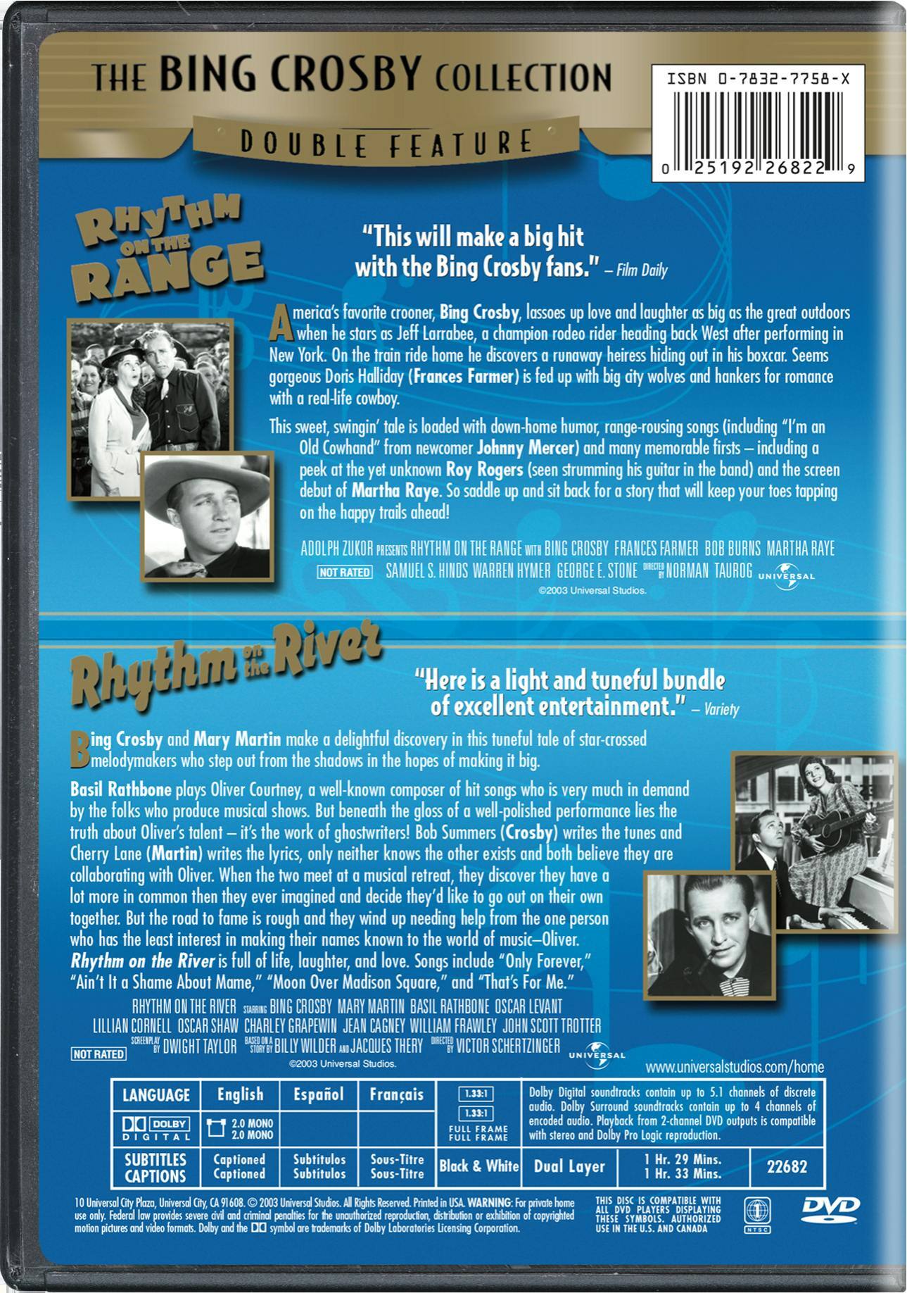 Angle. Rhythm On the River/Rhythm On the Range (DVD Double Feature) [DVD].