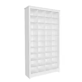 Prepac - Tall Storage Cabinet Engineered Wood Shoe Cabinet with 40 Cubbies - White