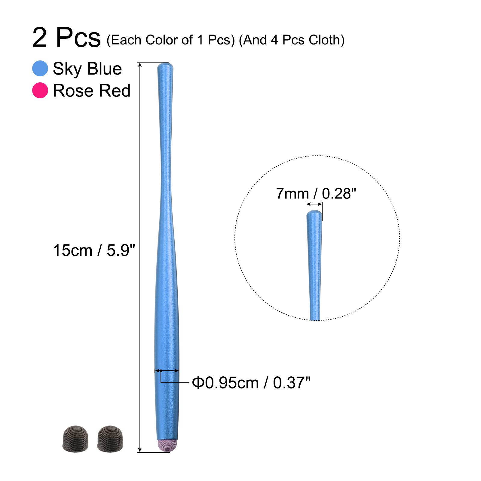 2 Pcs (Each Color of 1 Pcs) (And 4 Pcs Cloth)  
Sky Blue  
Rose Red  

7mm / 0.28"  
15cm / 5.9"  
Φ0.95cm / 0.37"