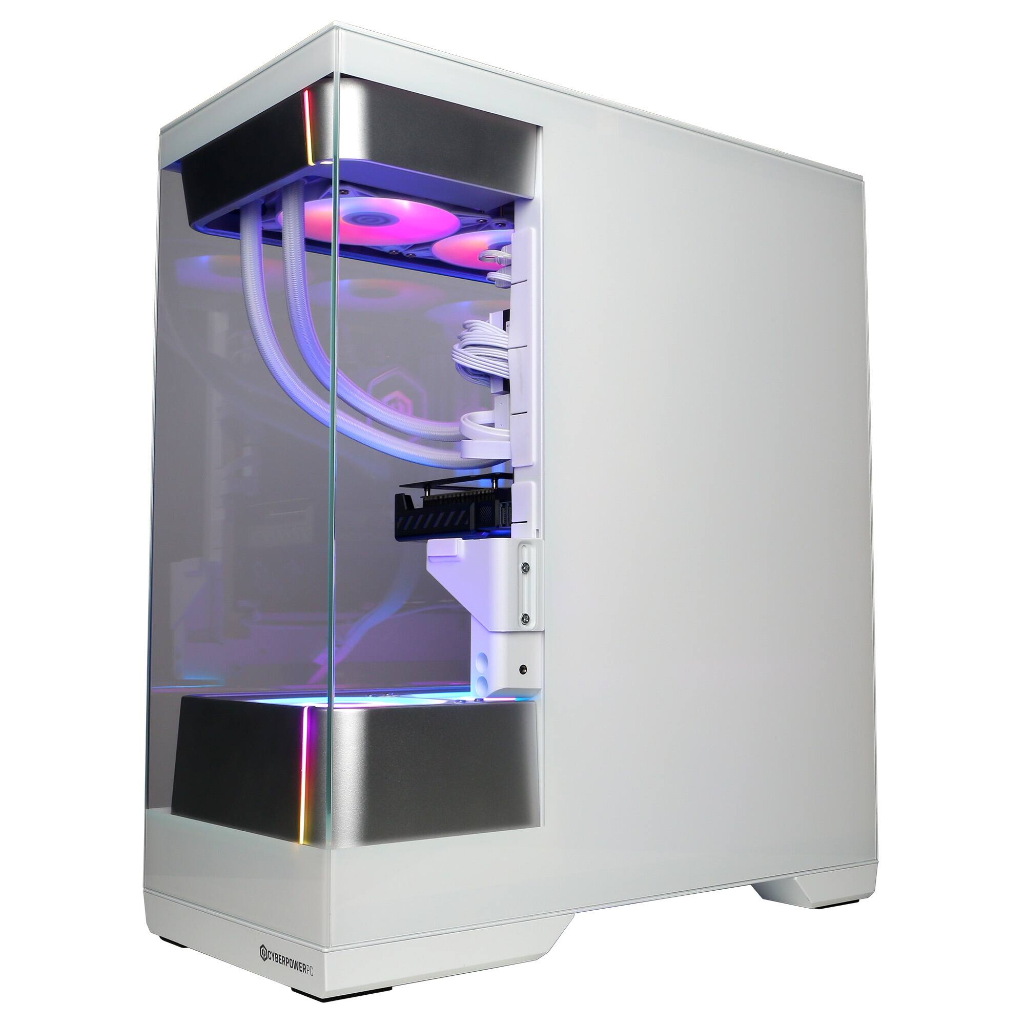 Alt View 4. CyberPowerPC - Gaming Desktop - AMD Ryzen 7 9850X3D - AMD Radeon RX 9060 XT 16GB - 32GB DDR5 - 1TB PCIe 4.0 SSD - White.