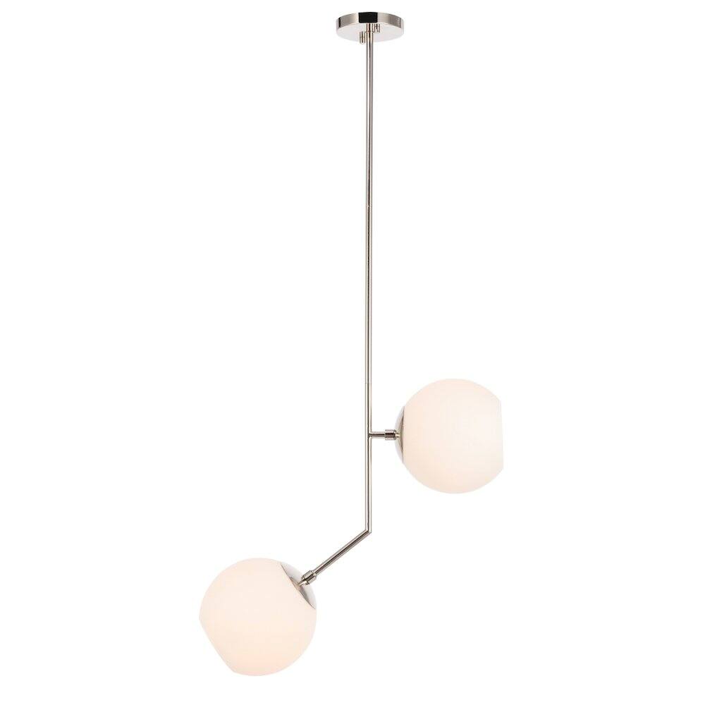 Front. Living District - Ryland 2 Light Chrome And Frosted White Glass Pendant - Chrome And Frosted White Glass.