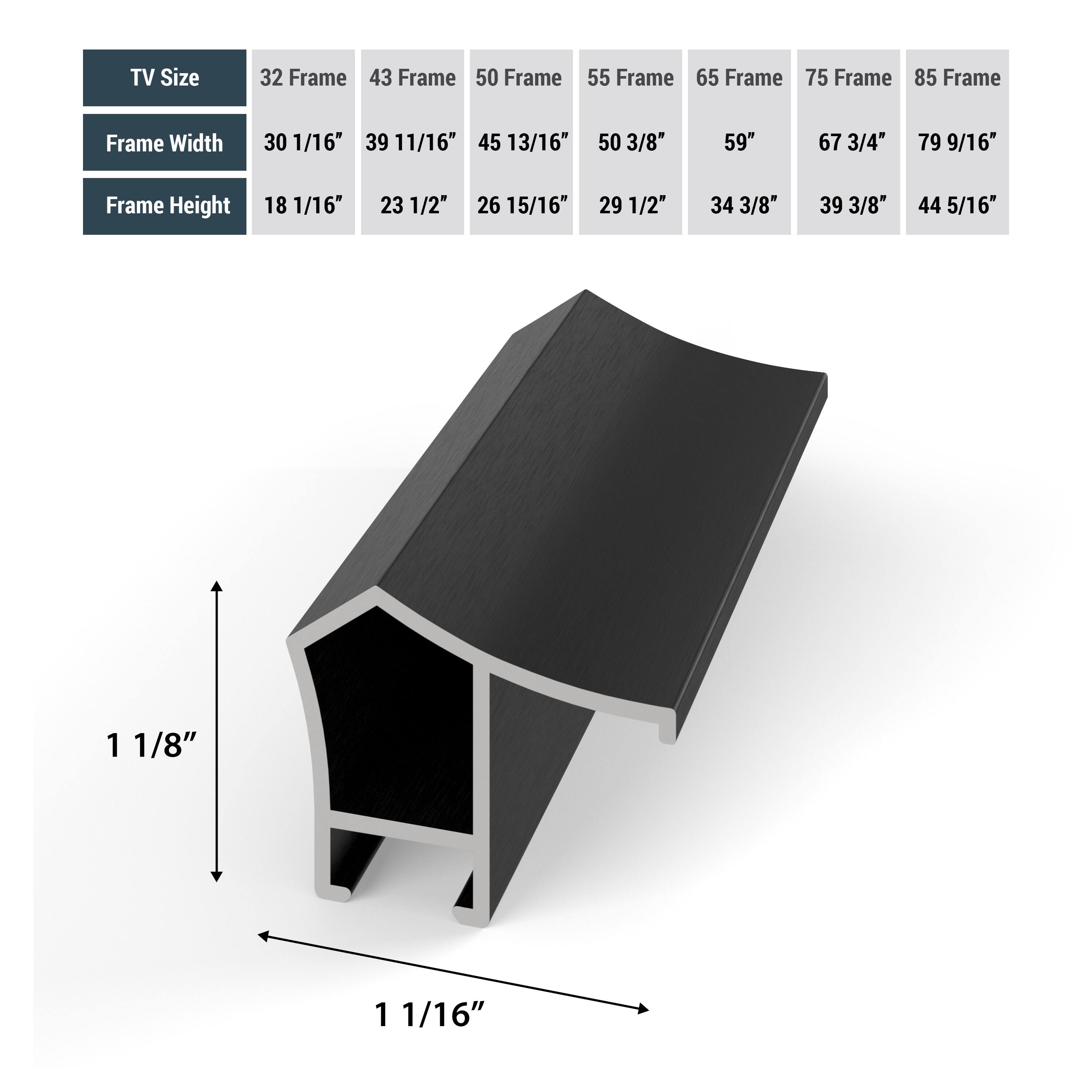 Alt View 13. Frame My TV.com - Alloy Prismatic Bezel for Samsung The Frame TV - 32" - Anodized Black.