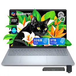 Dell - Upgraded - Plus 16" FHD+ Touchscreen Laptop,AMD Ryzen AI 7 350,32GB RAM,2TB SSD+1TB Dock Set,Backlit,Fingerprint,Win 11 - Blue
