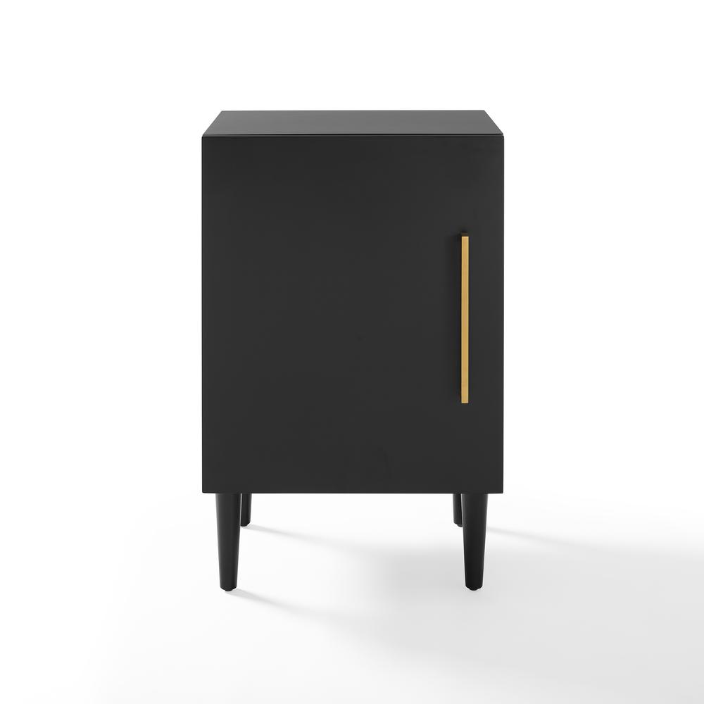 Back. Crosley Furniture - Everett Medium Record Player Cabinet With Vinyl Storage - Matte Black.