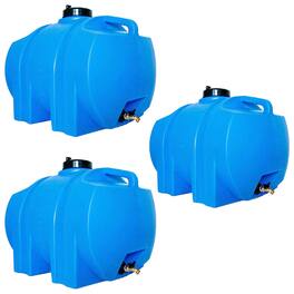 WaterPrepared - 35 Gal Water Tank w/ Large Cap, Brass Spigot & Handles (3 Pack) - Blue