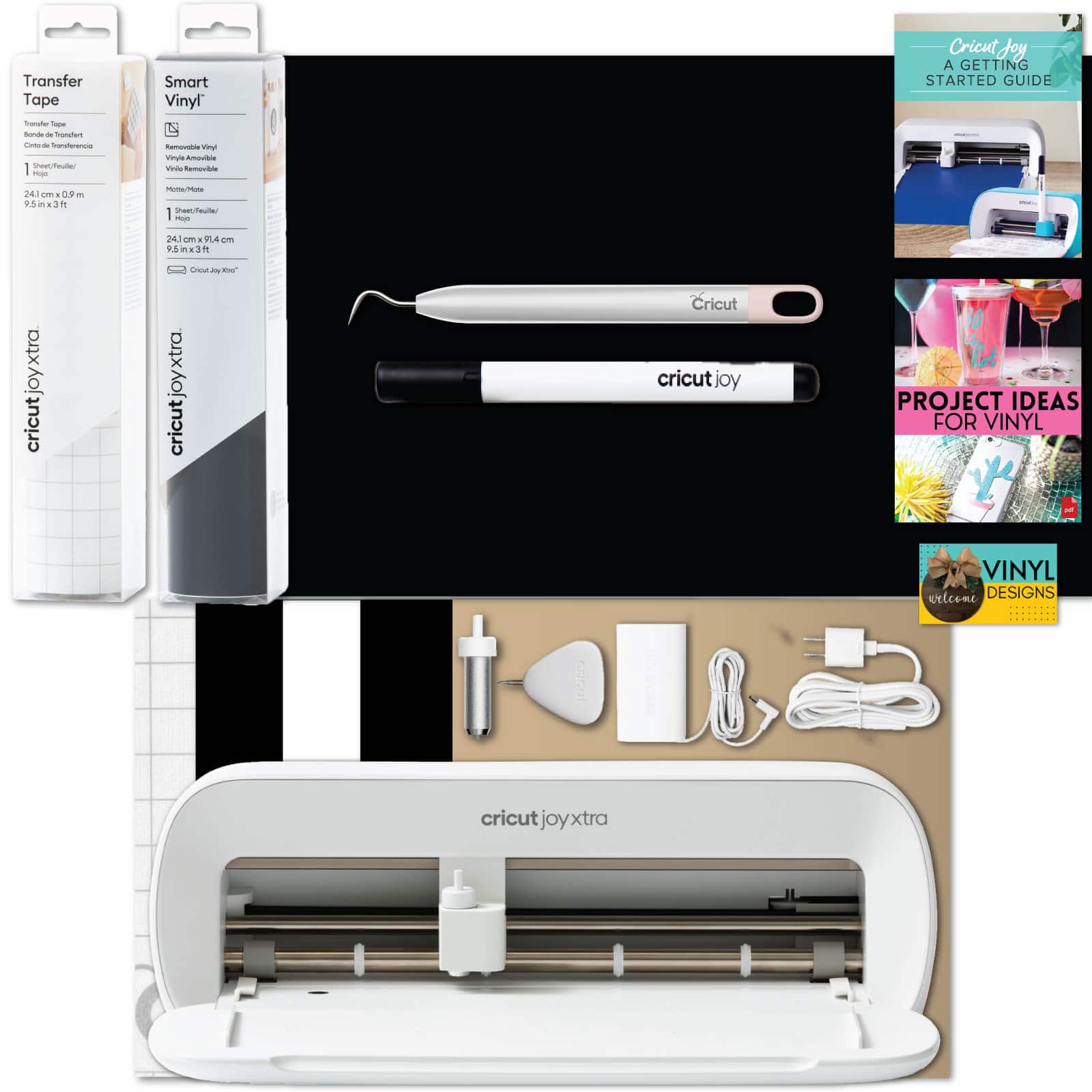 Cricut - Joy Xtra with Smart Vinyl, Transfer Tape and Weeding Tool Beginner Bundle