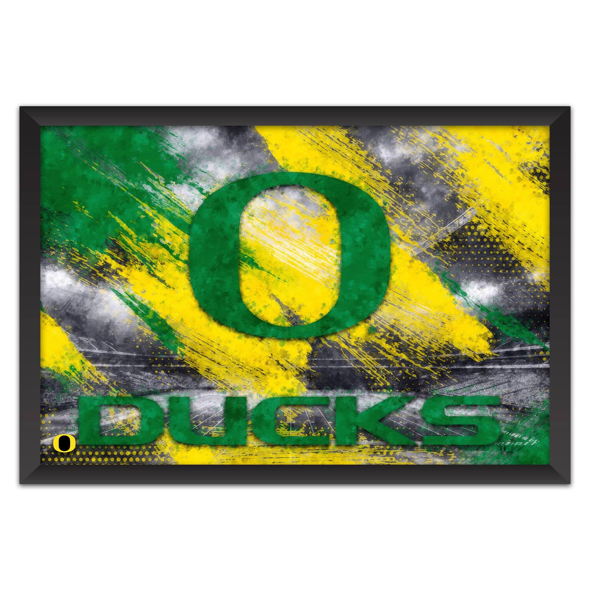 Oregon Ducks 14" x 20" Brush Stroke Logo Framed Art Print
