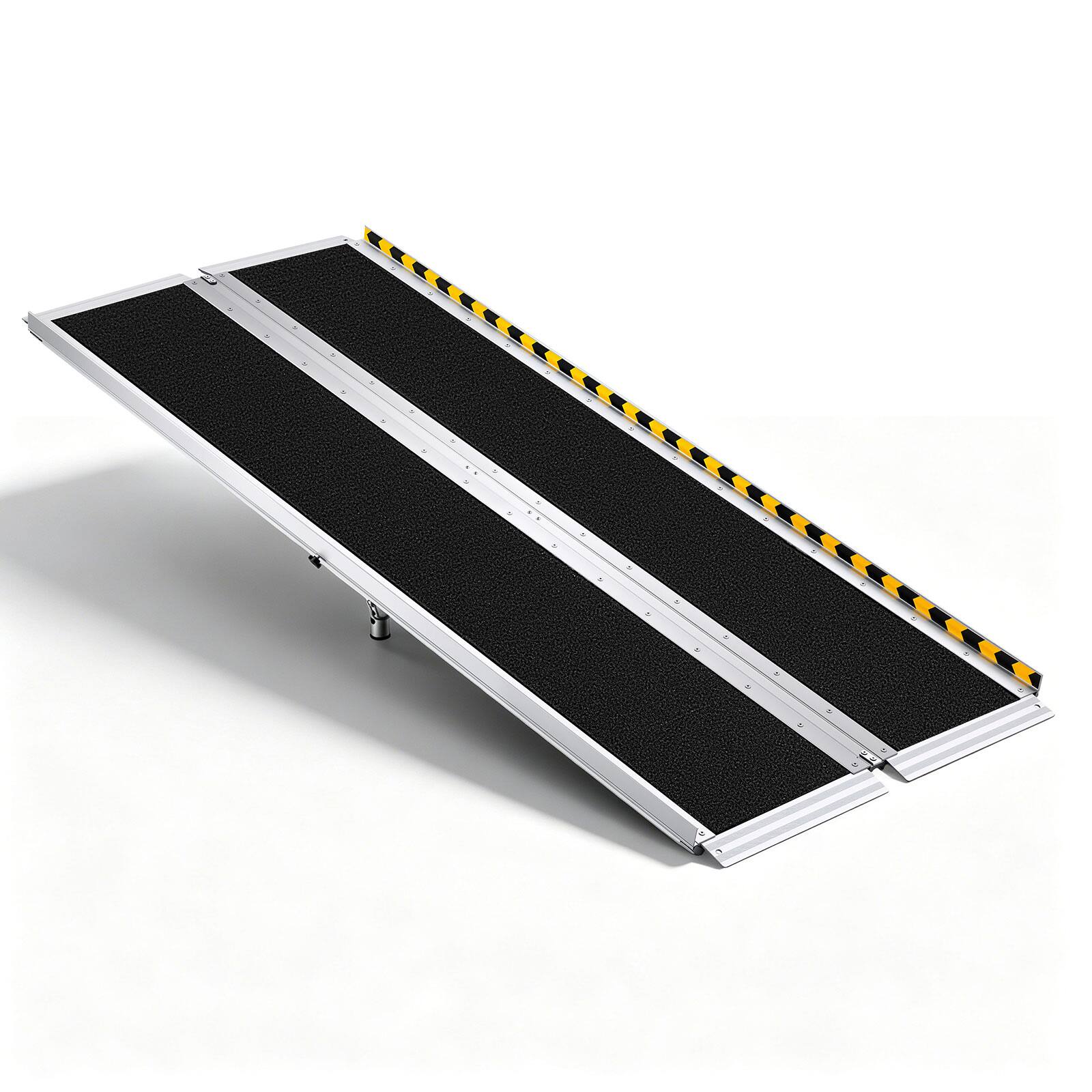 Alt View 5. VEVOR - Portable Wheelchair Ramp, 6FT, Non-Slip Aluminum Folding Handicap Ramp for Wheelchair, 800 lbs Capacity - Black;Silver.