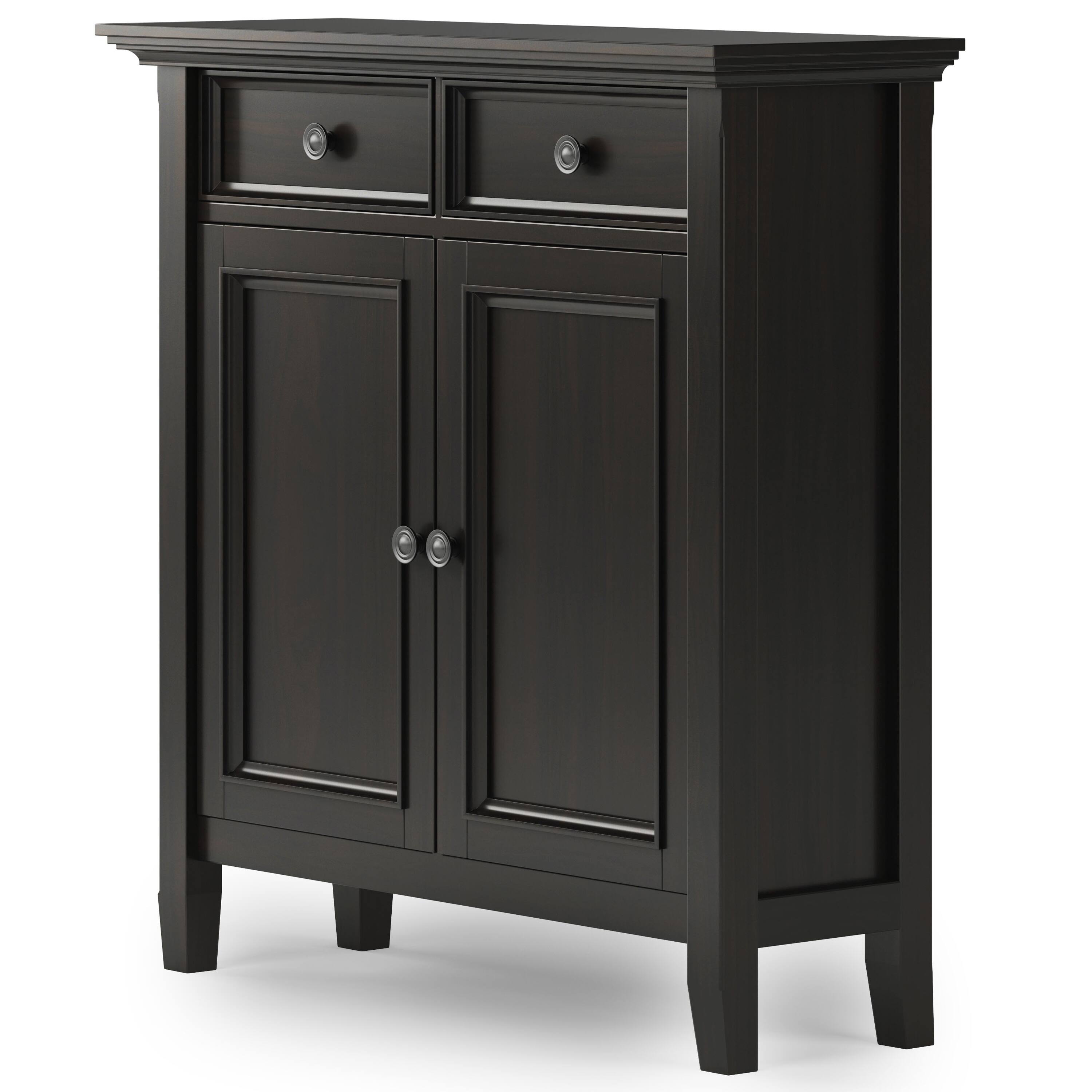 Angle. Simpli Home - Amherst 36 inch Wide Solid Wood Transitional Storage Cabinet - Hickory Brown.