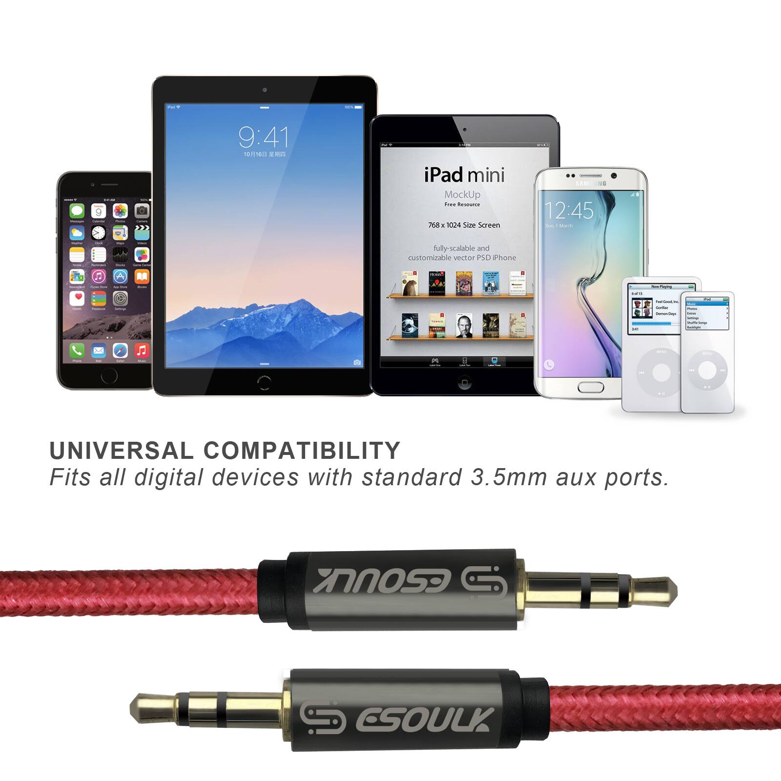 9:41
10/16/16 星期四
iPad mini
MockUp
Free Resource
768x 1024 Size Screen
fully-scalable and customizable vector PSD iPhone
12:45
Sun, March 11
UNIVERSAL COMPATIBILITY
Fits all digital devices with standard 3.5mm aux ports.
CSOULK