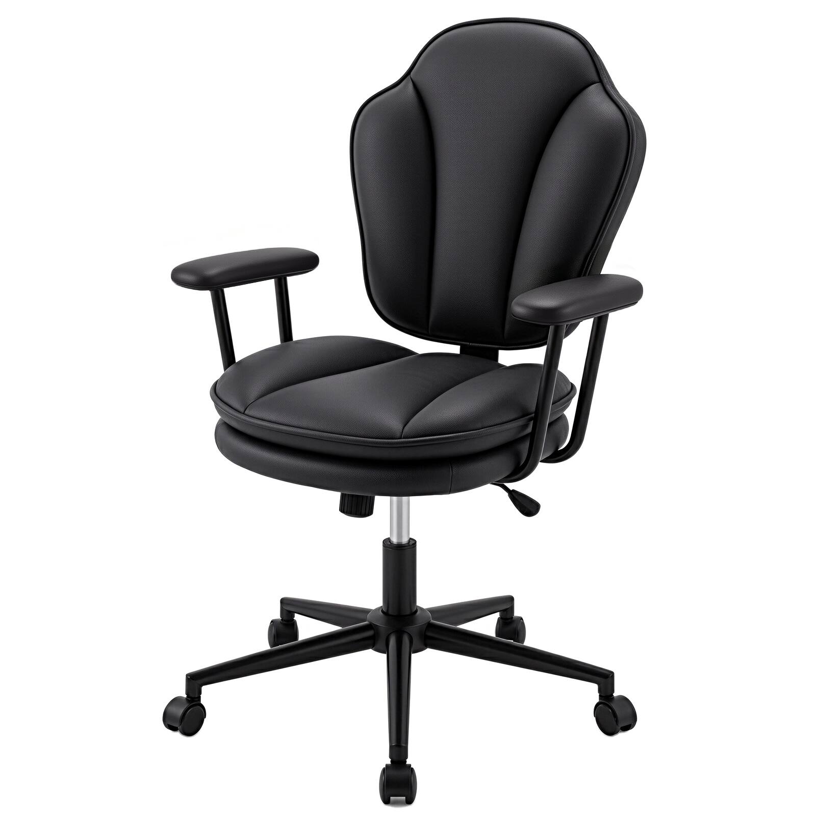 Alt View 6. Pinmoco - Ergonomic Office Chair with Padded Armrests and High Back, Adjustable Swivel Computer Chair for Home Office - Black PU.