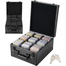 VEVOR - Graded Card Case 3 Row 150 PSA Slab Storage Box with Secure Lock, Baseball Sports Trading Cards Holder Collector - Black