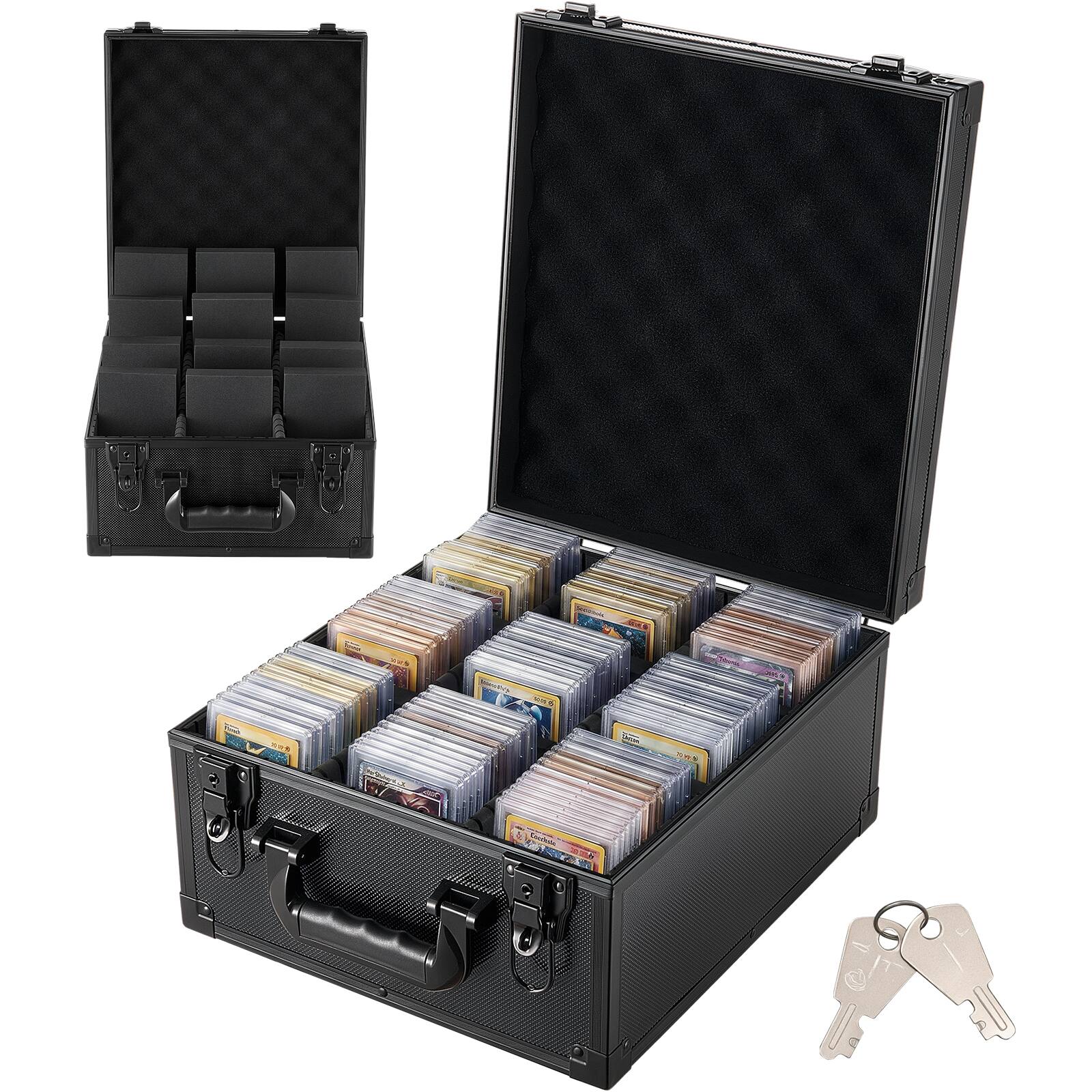 Front. VEVOR - Graded Card Case 3 Row 150 PSA Slab Storage Box with Secure Lock, Baseball Sports Trading Cards Holder Collector - Black.