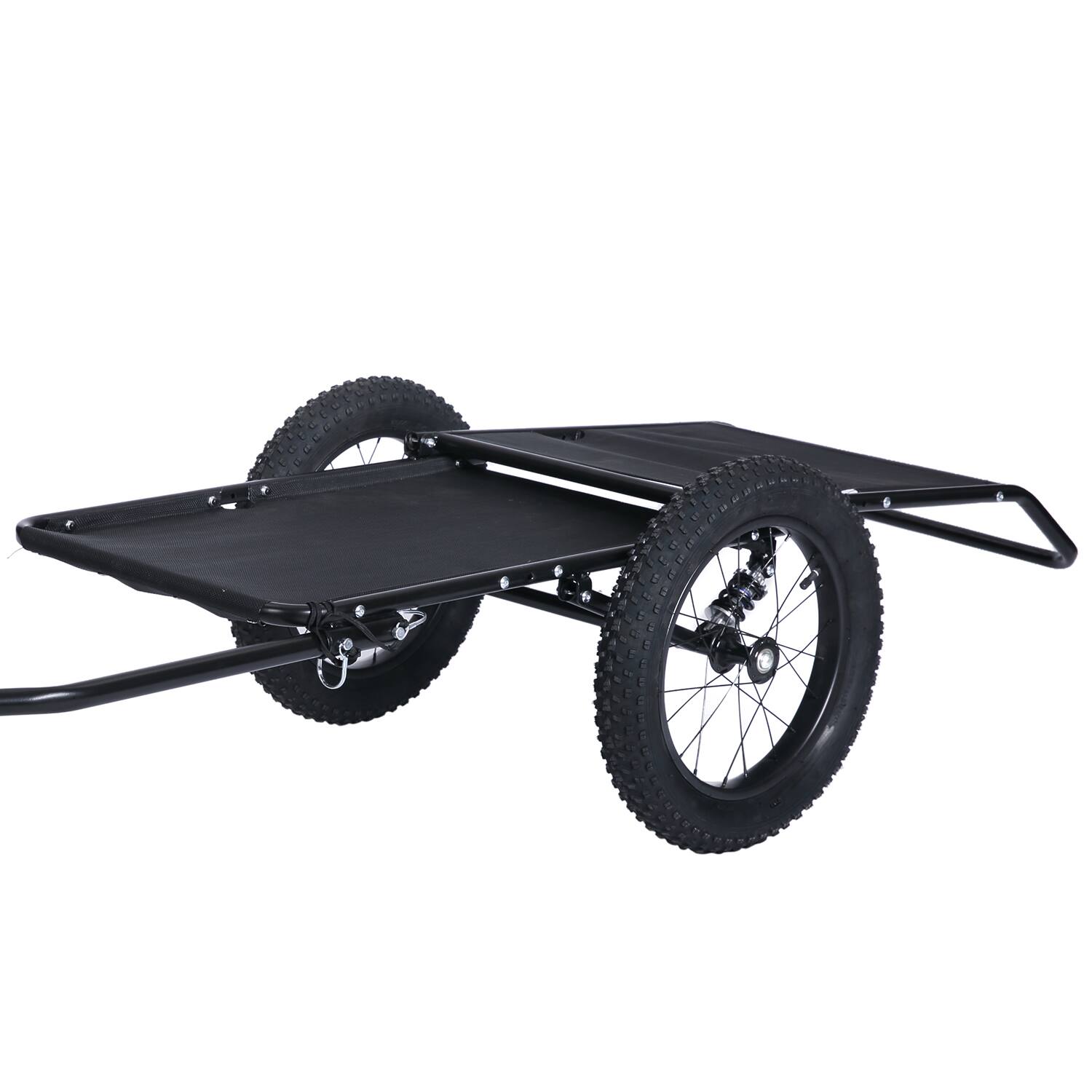 Left. Jupiter Bikes - Fat Tire Utility Bike Trailer - All-Terrain Gear and Equipment Hauler w/ Suspension, 220 lb Load - Universal Hitch - Black.