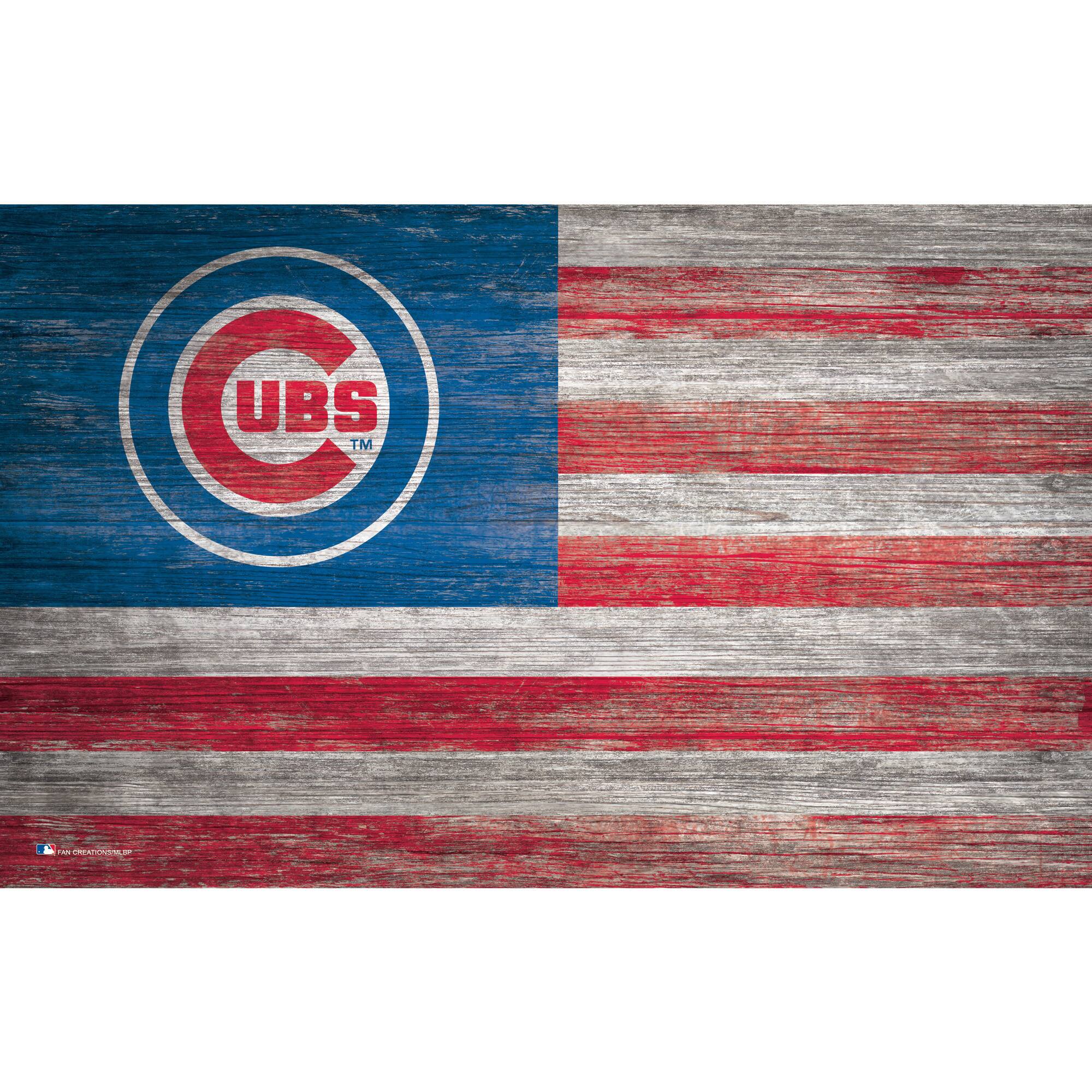 Chicago Cubs 11'' x 19'' Distressed Flag Sign