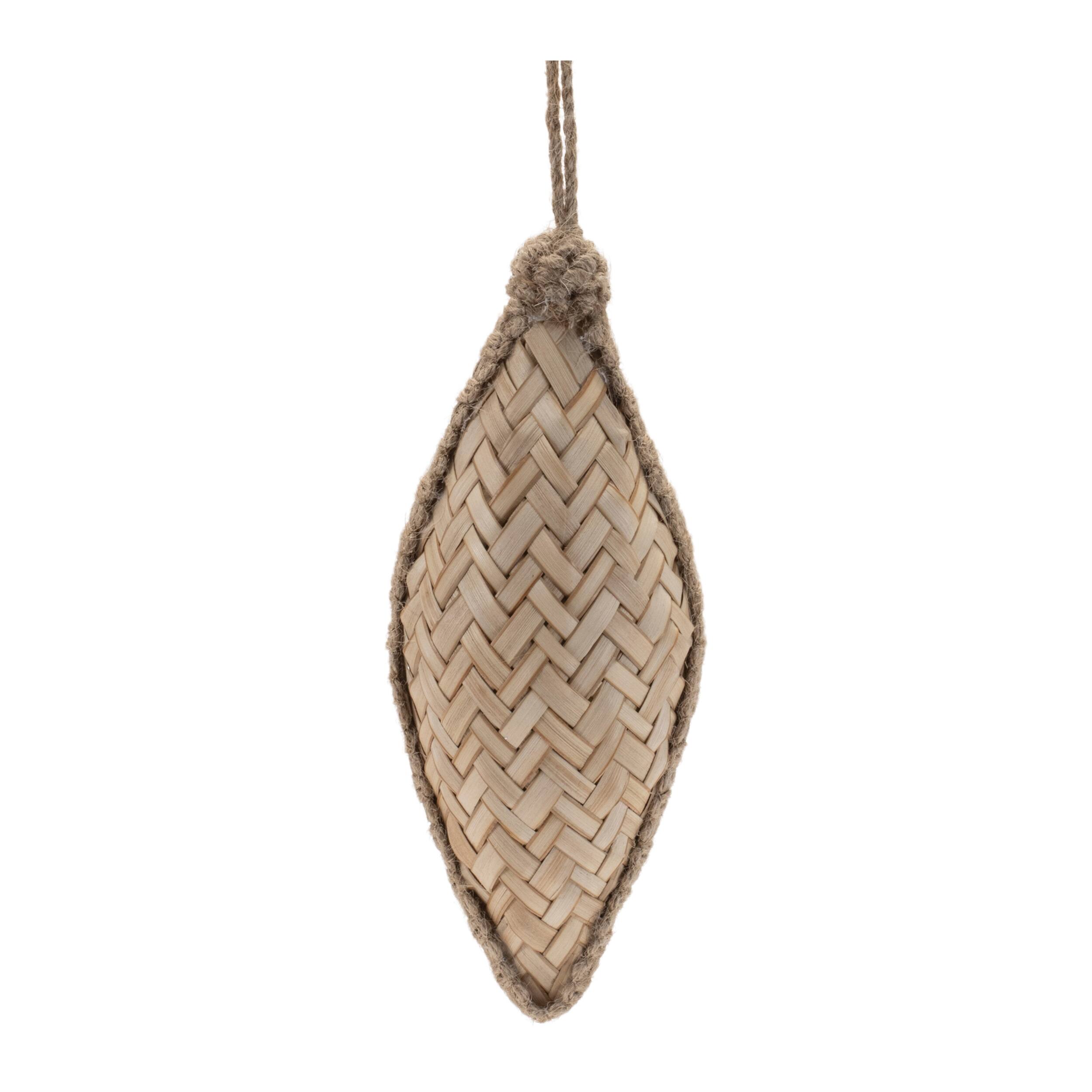 Back. BreeBe - Woven Bamboo Ornament (Set of 6) - Brown.