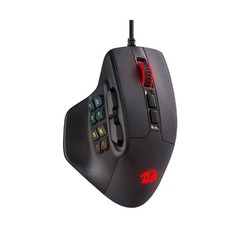 REDRAGON - M811 Wired RGB MMO Gaming Mouse 10000 DPI Remapping Keys - Wired - Black