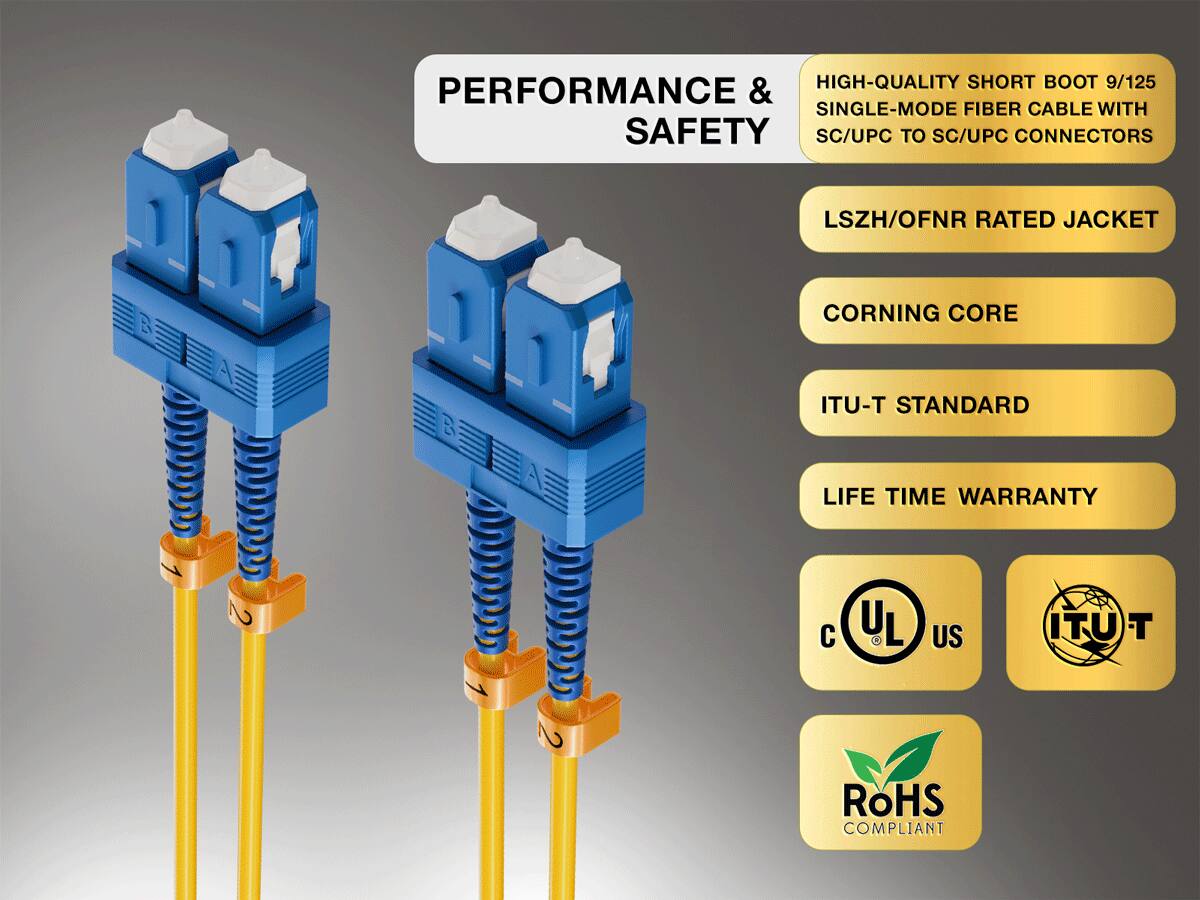 Cable Leader OS2 SC to SC Fiber Optic Patch Cable Single Mode 9/125 ...