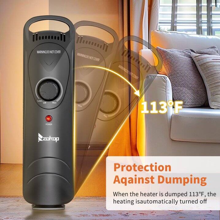 **Protection Against Dumping**

When the heater is dumped 113°F, the heating is automatically turned off

**113°F**

**WARNING: DO NOT COVER**