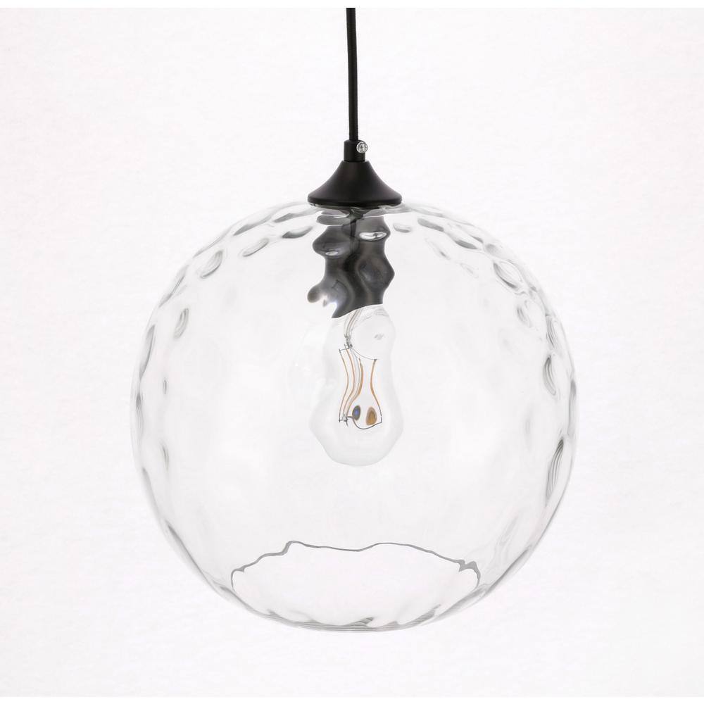 Alt View 3. Living District - Gibson 1 light Black and Clear glass pendant - Black And Clear Glass.
