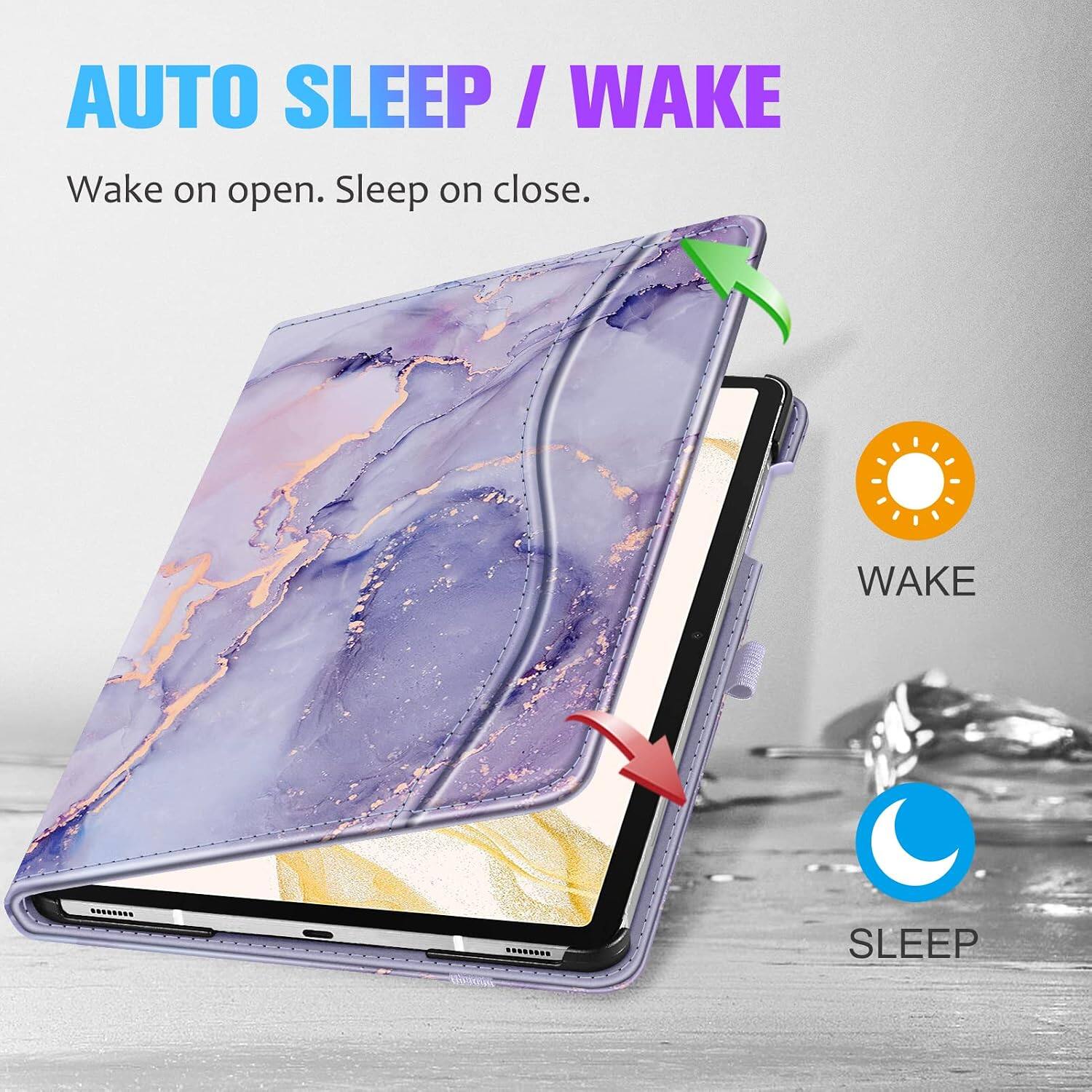 AUTO SLEEP / WAKE  
Wake on open. Sleep on close.  

WAKE  
SLEEP