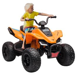 Babevy - 24V Kids ATV 4 Wheeler, 800W Electric Ride On Kids Car Battery Powered Toddler Cars to Drive,Kids Driving Car with Music - Orange