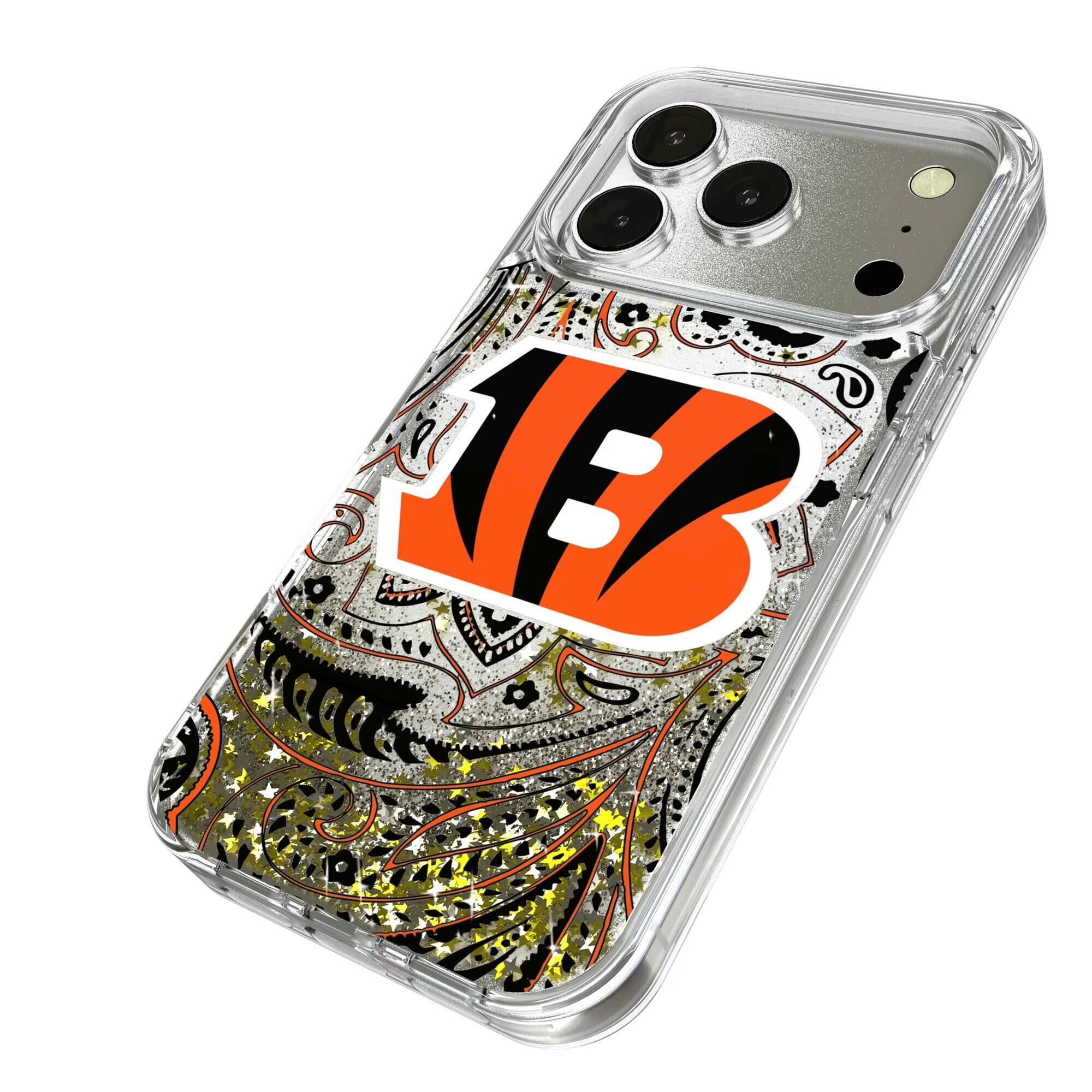 Alt View 1. Keyscaper - Cincinnati Bengals iPhone Paisley Design Glitter Case - 16 - Multicolor.