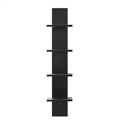 Front. Danya B - Arica Utility Column 4-Tier Spine Wall Shelves - Black - Black.