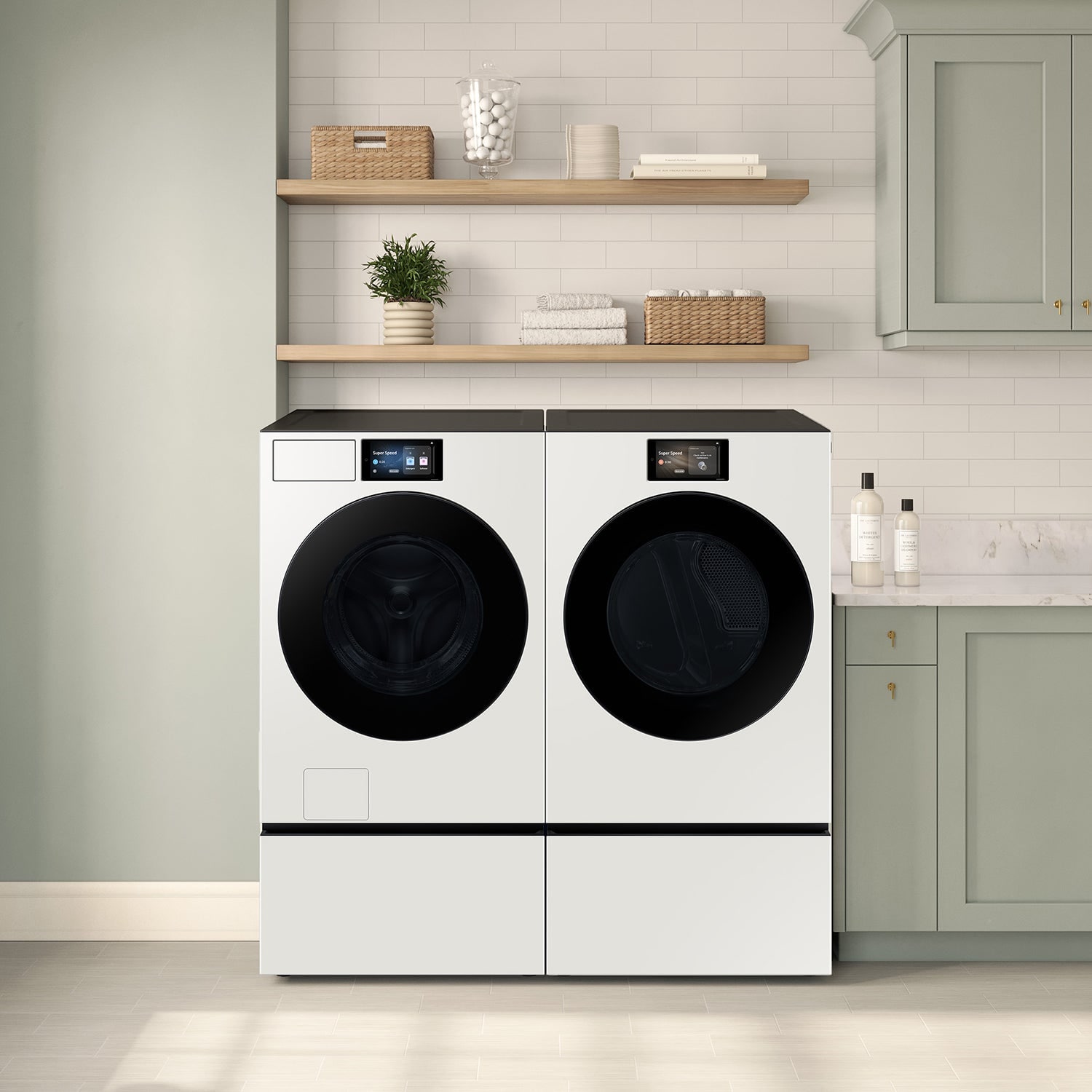 Alt View 14. Samsung - Bespoke 27" Wide Laundry Pedestal with Storage Drawer - Ivory.