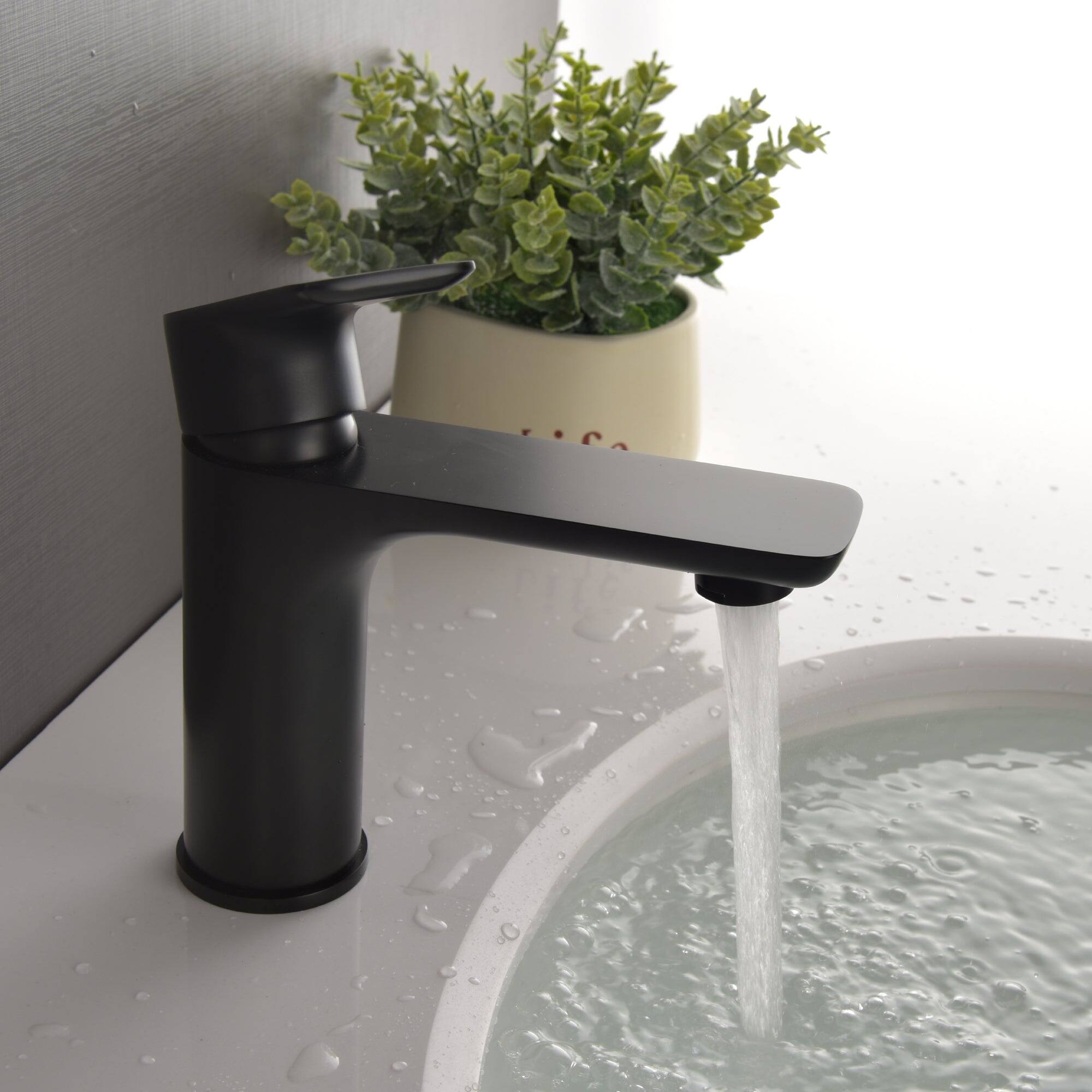 Alt View 9. Boyel Living - 1.2 GPM Single Handle Single Hole Bathroom Faucet with Water Supply Hose and Built in Aerator in Matte Black Low - Matte Black.