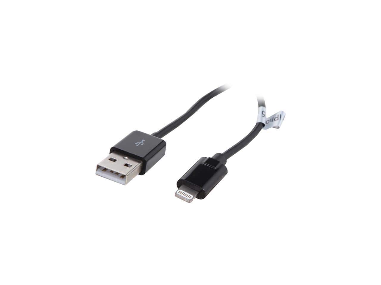 Nippon Labs - USB-LI-3BK-5P 3ft Black Lightning to USB Cable - MFi Certified, Charge/Sync - 5 Pack
