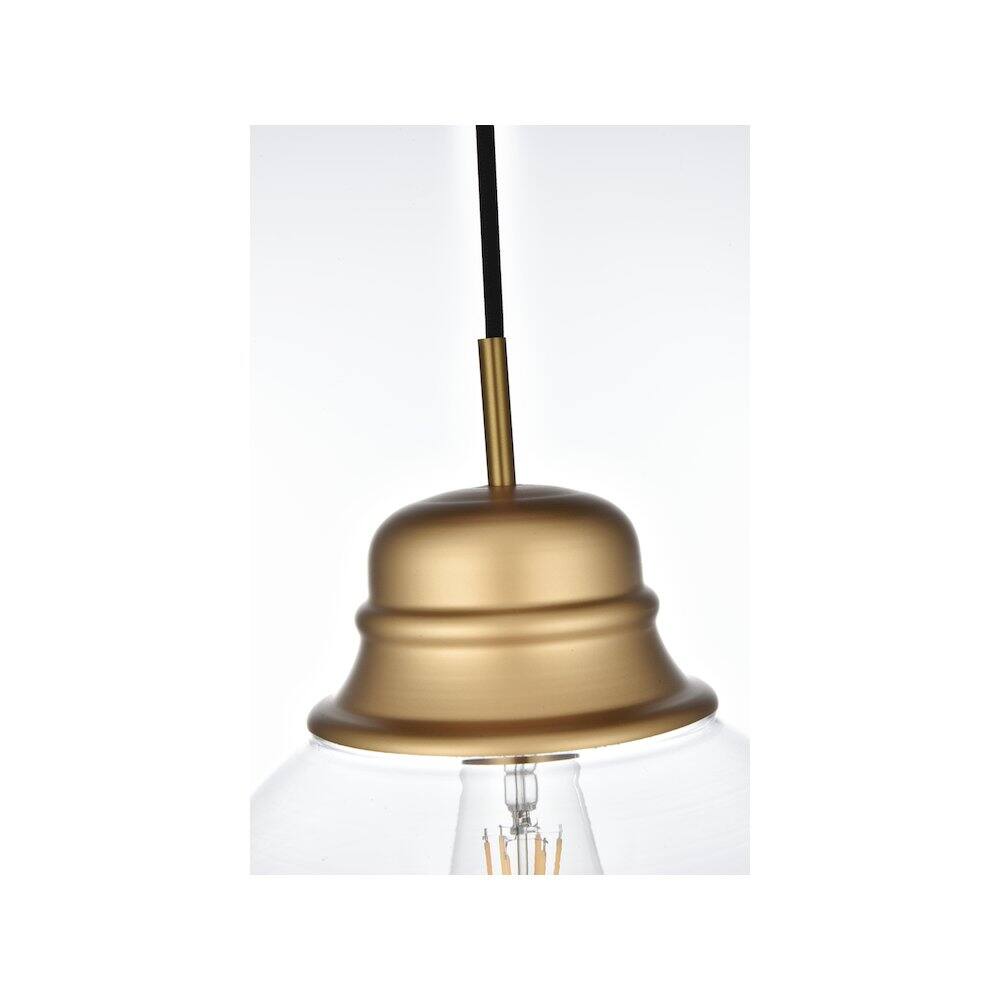 Alt View 3. Living District - Kenna 8 Inch Pendant Clear Shade in Satin Gold - Satin Gold And Clear.