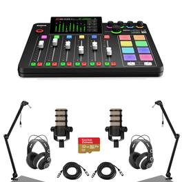 RODE - RODECaster Pro II Integrated Audio Production Studio Console Bundle with 2x PodMic Microphone, 2x TAPH500