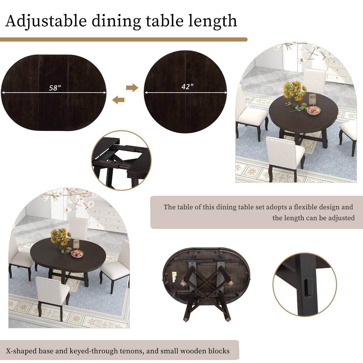 Loheer Round Extendable Dining Table with Oak Veneer Top and Finish ...